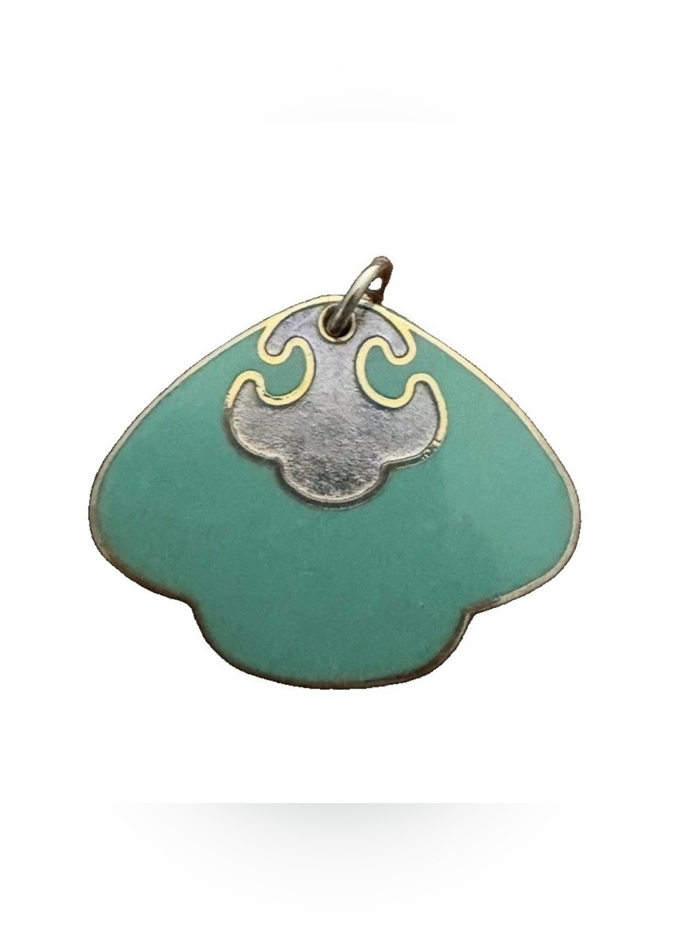 Vintage Laurel Burch Gold Teal Lavender Enamel Pendant 1980s